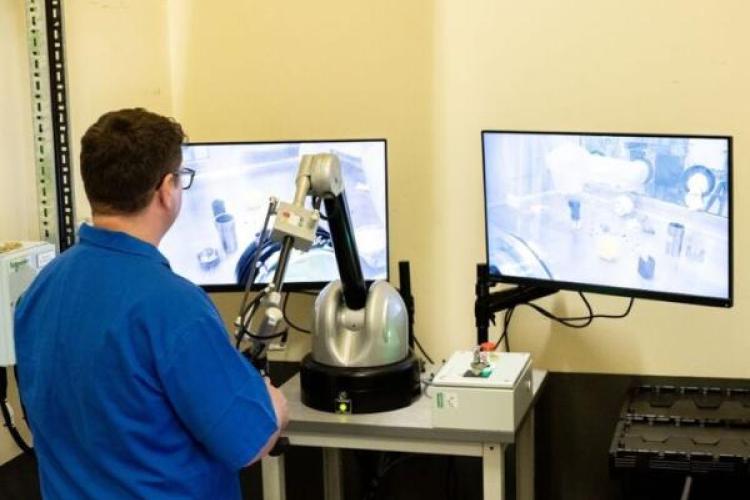 A world first demonstration of a robotic arm being operated inside a glovebox at Sellafield Ltd