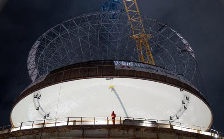 The steel dome is 14-metres tall, weighs 245-tonne